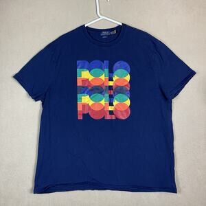 Ralph Lauren Shirt Mens XXL Blue T-Shirt Preppy Casual Logo Short Sleeve Adult
